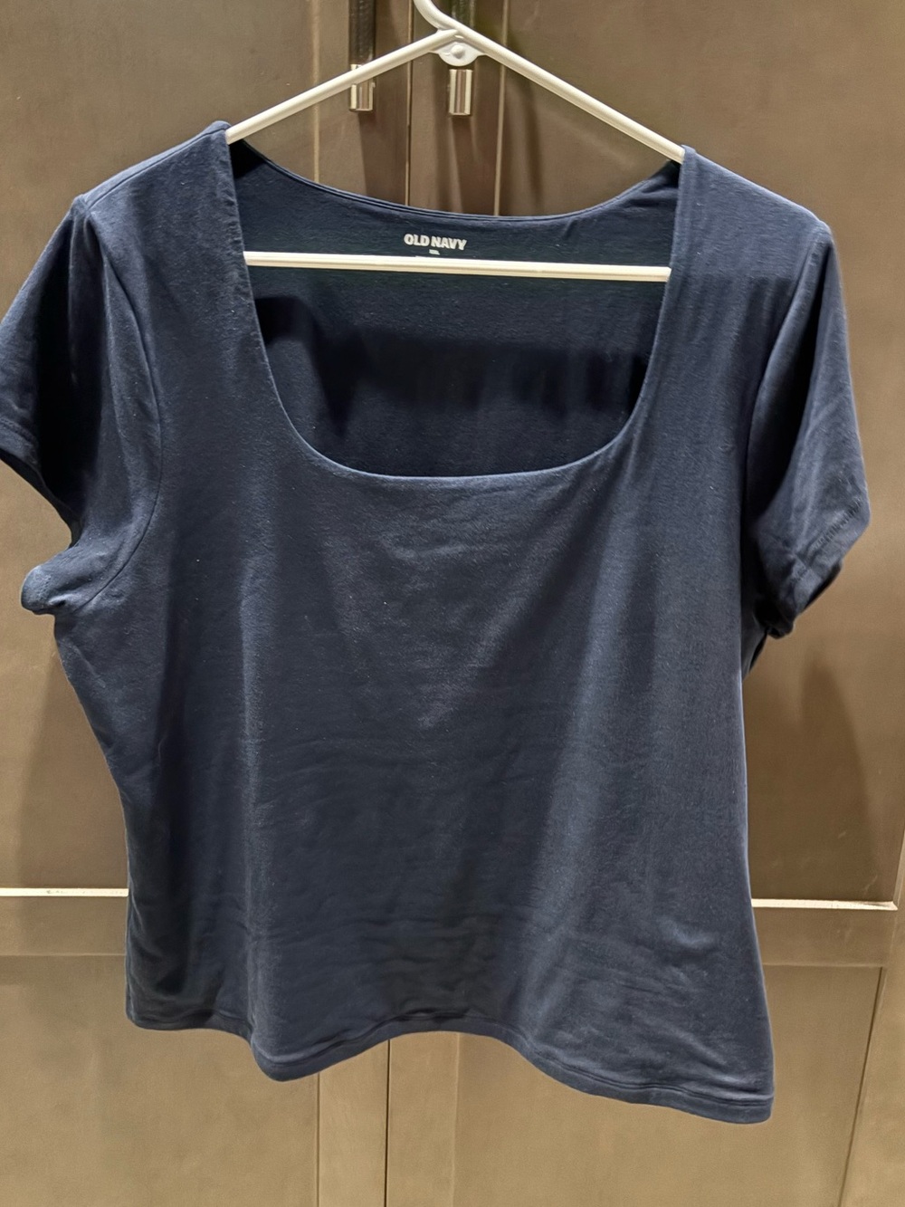 Old Navy Double Layer Navy Blue Short Sleeve Square Neck Top, XXL